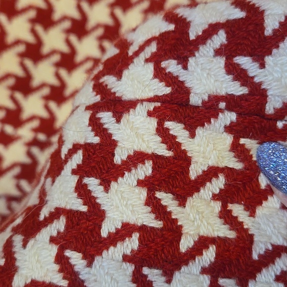 Talbot's Red/White Houndstooth Wool Blend Fully Lined Moto Jacket - Picture 6 of 9